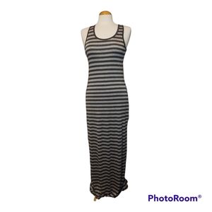 NWT Zenana Gray Striped Maxi Dress